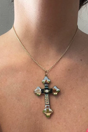 Pendentif Croix en micro-mosaïque 58 Facettes