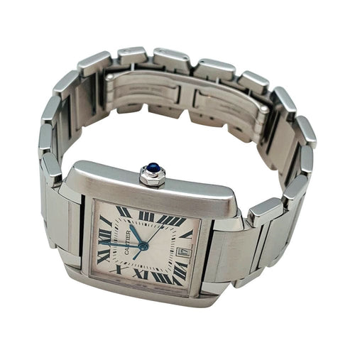 Montre Montre Cartier "Tank Française" en acier sur acier. 58 Facettes 29523