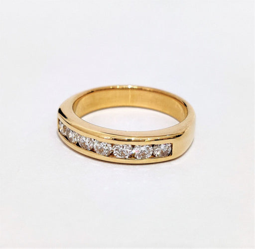 Bague 52 Demi-alliance diamants or jaune 58 Facettes 1-877/12