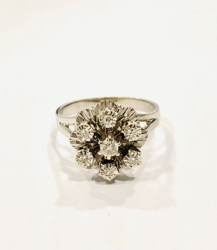 Bague Bague rétro or blanc et diamants 58 Facettes