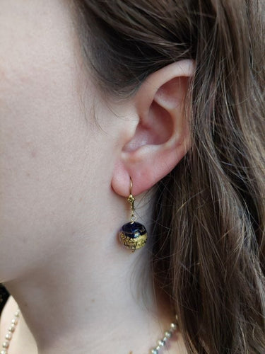 Boucles d'oreilles BOUCLES D'OREILLES OR JAUNE PERLES DE VERRE 58 Facettes 077721