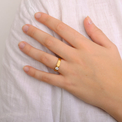 Bague 55 Bague Solitaire Or jaune Diamant 0.26ct 58 Facettes