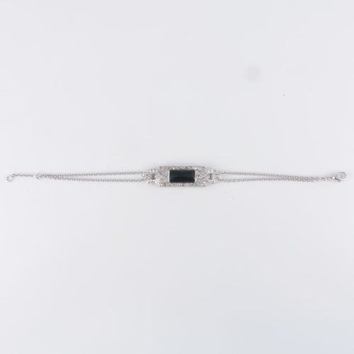 Bracelet Bracelet platine, onyx et diamants 58 Facettes