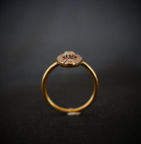 Bague 51.5 Bague Art Déco Diamants Et Rubis Calibrés 58 Facettes 852699