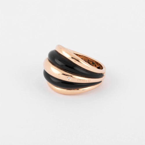 Bague Damiani - Bague "Spicchi di Luna" jonc or rose et onyx 58 Facettes