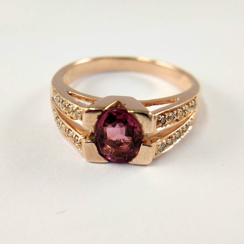 Bague Bague en or rose Diamants et tourmaline 58 Facettes 5587