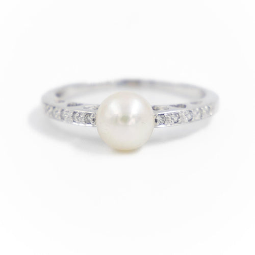 Bague 59 Bague Or blanc Perle 58 Facettes 1875600CN
