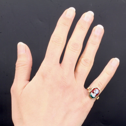 Bague 47 Bague ancienne en or et émail de Limoges 58 Facettes 21-566
