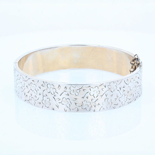 Bracelet Bracelet jonc argent gravures fleurs 58 Facettes 22-014