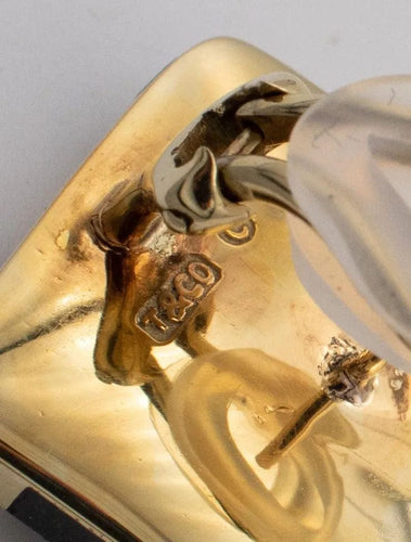 Boucles d'oreilles Tiffany & Co 1982 Boucles d'oreilles Angela Cummings Or Jade noir 58 Facettes