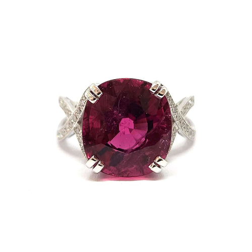 Bague Bague en Or blanc, rubellite & diamants 58 Facettes