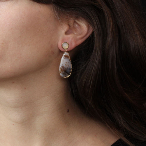 Boucles d'oreilles Boucles d'oreilles agate à dendrite et pierre de lune 58 Facettes 21-728