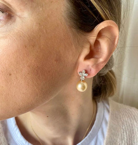 Boucles d'oreilles Boucles d'oreilles Perle Diamants 58 Facettes