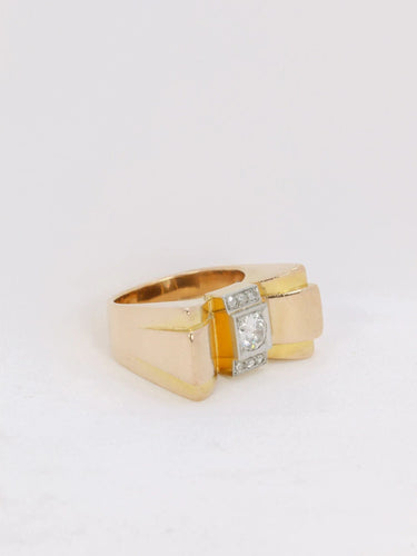 Bague 54 Bague tank Or jaune Platine Diamant 58 Facettes J135