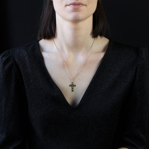 Pendentif Croix ancienne diamants et rubis 58 Facettes 22-451