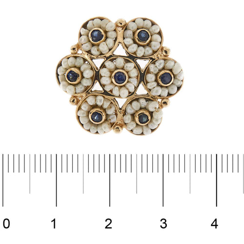 Bague 54 Bague Fleur saphirs et perles 58 Facettes 28692