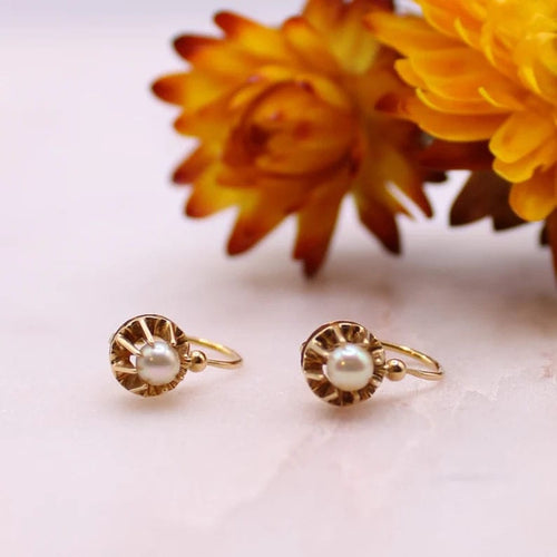 Boucles d'oreilles Dormeuse or jaune et perle de culture 58 Facettes