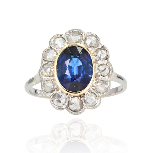 Bague 54 Bague ancienne saphir verneuil et diamants 58 Facettes 21-804