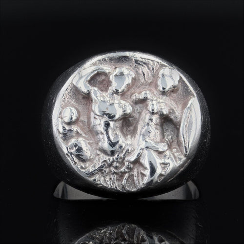 Bague 50 Chevalière en argent gravée 58 Facettes 22-339A