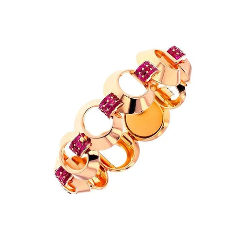 Bracelet Bracelet Tank rubis 8.90 carats en or rose 58 Facettes 218318