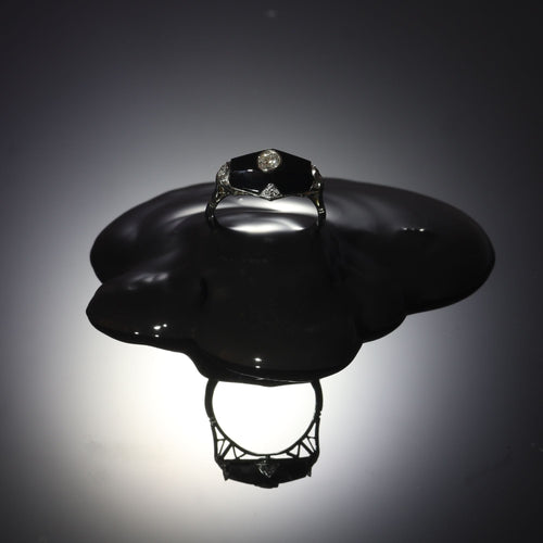 Bague 54 Bague Art Déco diamant et onyx 58 Facettes 19324-0206