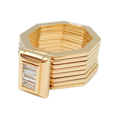 Bague 52 Poiray, "Bague Bracelet", or jaune, diamant. 58 Facettes 31417