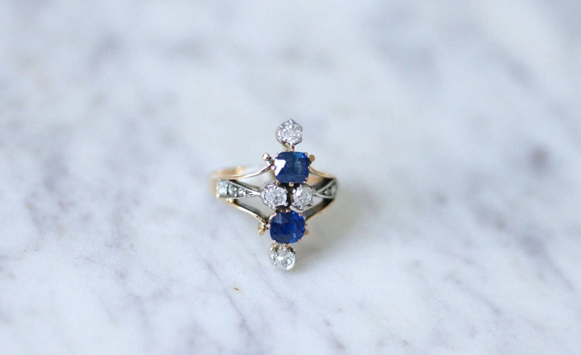 Bague Bague marquise saphirs et diamants 58 Facettes