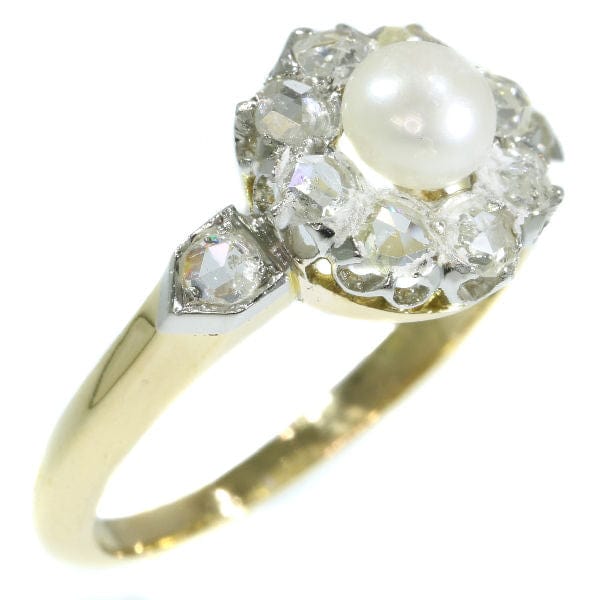 Bague 58 Bague de fiançailles diamant, perle 58 Facettes 17114-0109