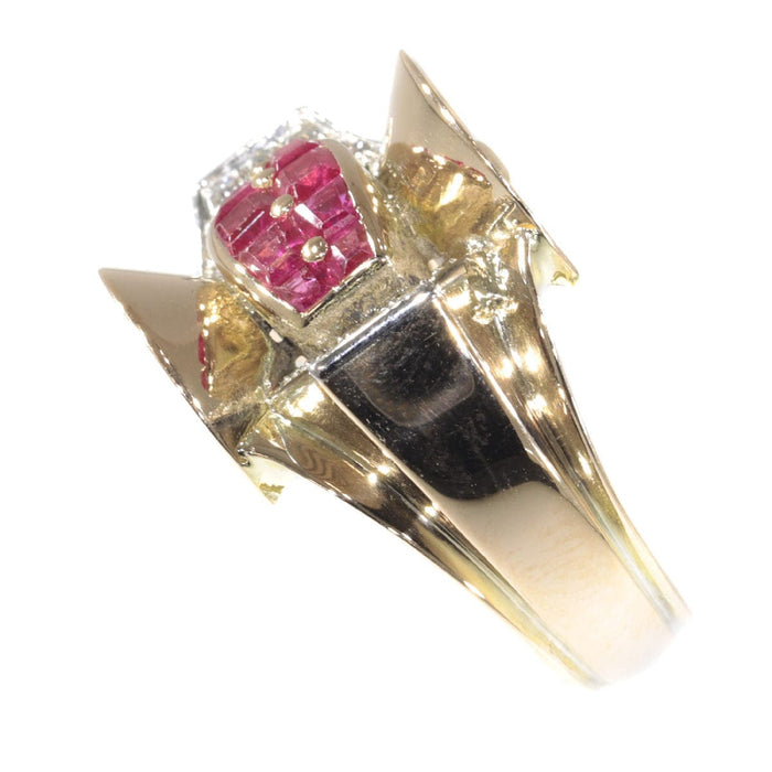 Bague 56 Bague avec rubis et diamants 58 Facettes 20027-0055