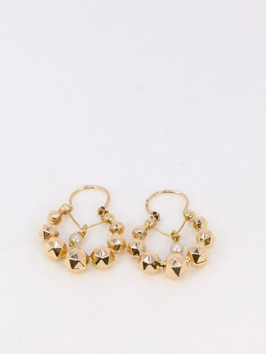 Boucles d'oreilles Créoles vintage boules à facettes or jaune perles 58 Facettes 879