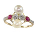 Bague 57 Bague Art Déco avec diamants, rubis et perles 58 Facettes 22298-0288