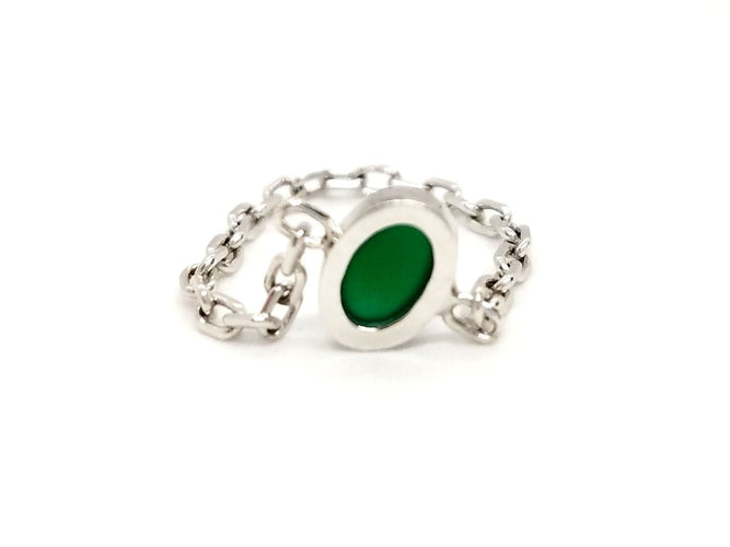 Bague 55 Bague Chaînette Or blanc Agate 58 Facettes 843307CD