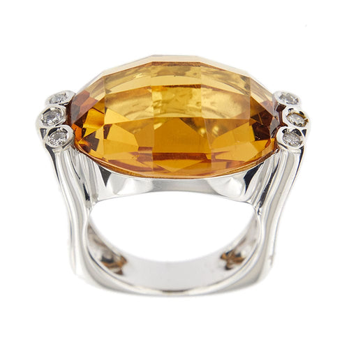 Bague 56 Bague citrine et diamants 58 Facettes 12776