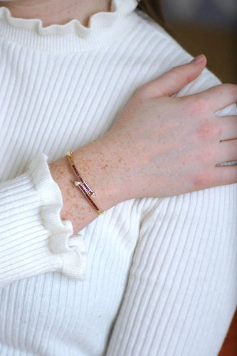 Bracelet Bracelet Jonc coeur croisé rubis 58 Facettes