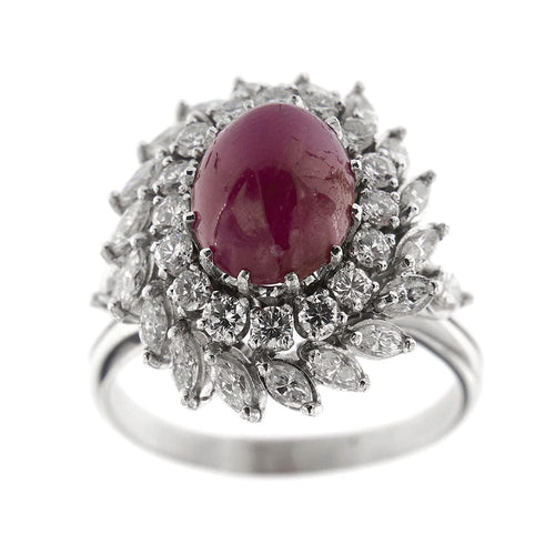 Bague 60 Bague style marguerite rubis et diamants 58 Facettes 27889