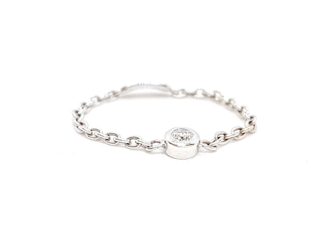 Bague 54 Bague Chaînette Or blanc Diamant 58 Facettes 578687RV