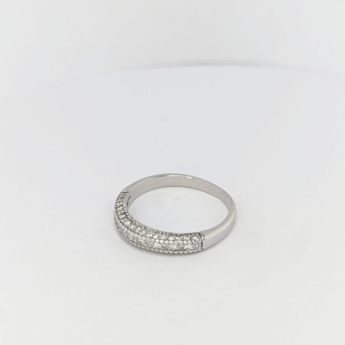 Bague Alliance or blanc et diamants 58 Facettes 25583