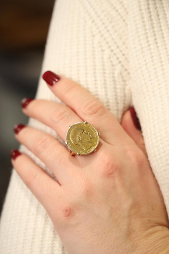 Bague 56 Bague Pièce Or jaune 58 Facettes 1637029CN