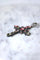 Pendentif Croix ancienne en argent, émail, et pierres du Rhin 58 Facettes