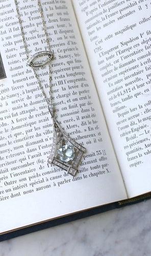 Collier Collier Art Déco Aigue-Marine et diamants 58 Facettes
