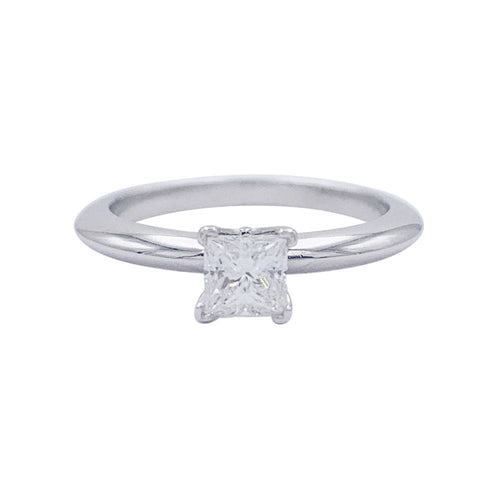 Bague 49 Bague Tiffany&Co. en platine, diamant taille princesse. 58 Facettes 32376