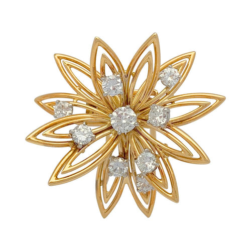 Broche Broche Cartier "Fleur" en or jaune et diamants. 58 Facettes 31448