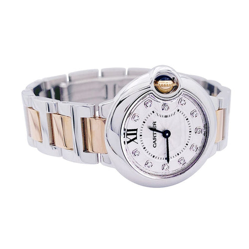 Montre Montre Cartier, "Ballon Bleu de Cartier", acier, or rose, diamants. 58 Facettes 33435