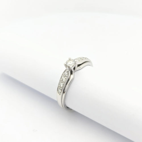 Bague 54 Bague solitaire Or blanc Diamants 58 Facettes 28793