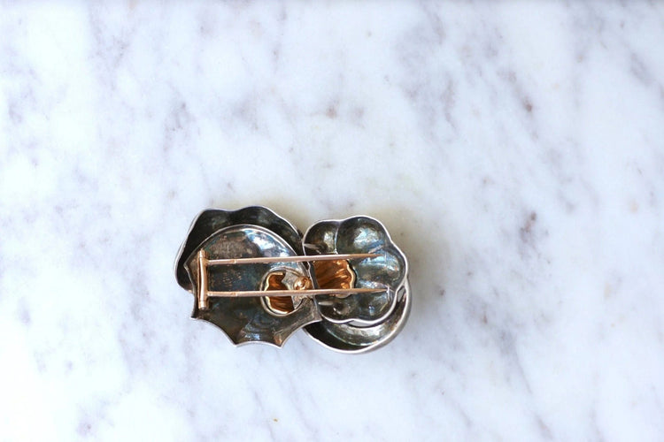 Broche Broche vintage abstraite or rose et argent 58 Facettes