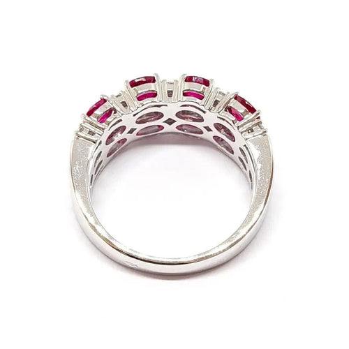 Bague Bague rubis diamants or blanc 58 Facettes