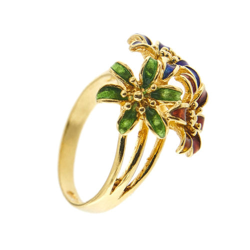 Bague 49 Bague fleurs émaillées 58 Facettes 32423