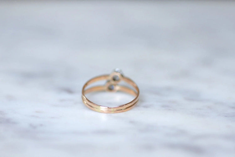Bague Bague double anneau or rose diamants 58 Facettes