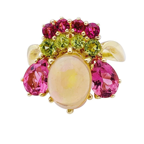 Bague 57 Bague or jaune, opale, tourmalines et péridots 58 Facettes 33253
