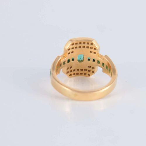 Bague Bague Emeraudes pavage Diamants 58 Facettes 1